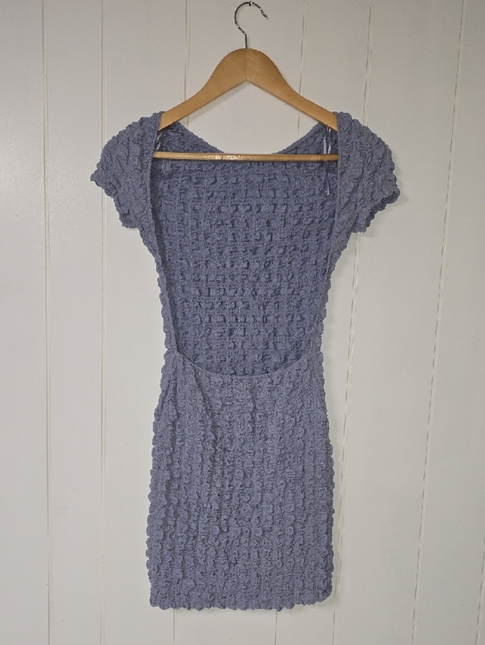 Textured Lavender Cap-Sleeve Bodycon Dress
